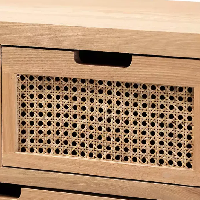 Sale Kirklands Home Oak and Rattan 4-Drawer Chest