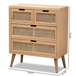 Sale Kirklands Home Oak and Rattan 4-Drawer Chest