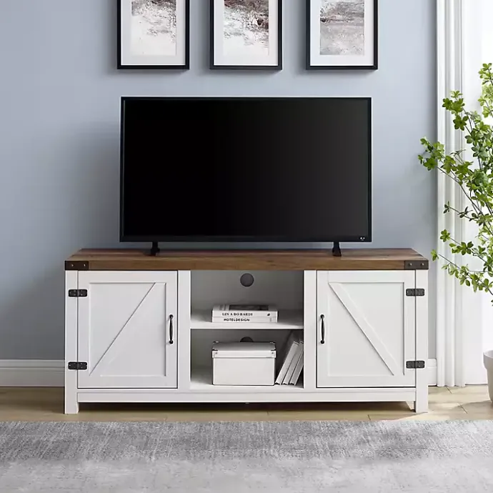 Clearance Kirklands Home Oak Farmhouse Double Door TV Stand