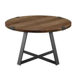 Outlet Kirklands Home Oak Urban Rustic Round Coffee Table Brown