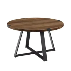 Outlet Kirklands Home Oak Urban Rustic Round Coffee Table Brown