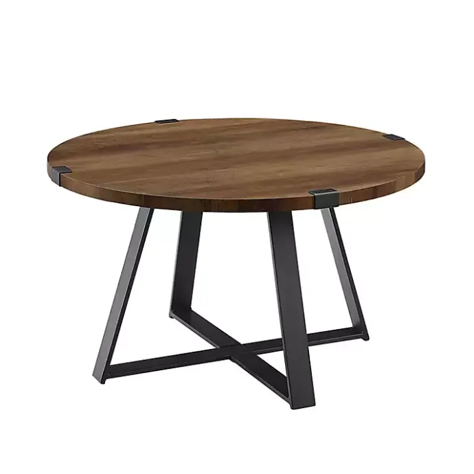 Outlet Kirklands Home Oak Urban Rustic Round Coffee Table Brown
