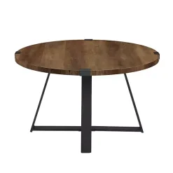 Outlet Kirklands Home Oak Urban Rustic Round Coffee Table Brown