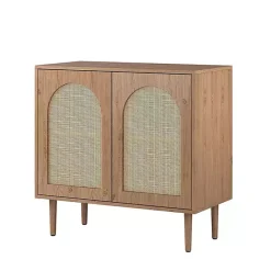 Hot Kirklands Home Oak Wood and Arched Rat 2-Door Cabinet Tan