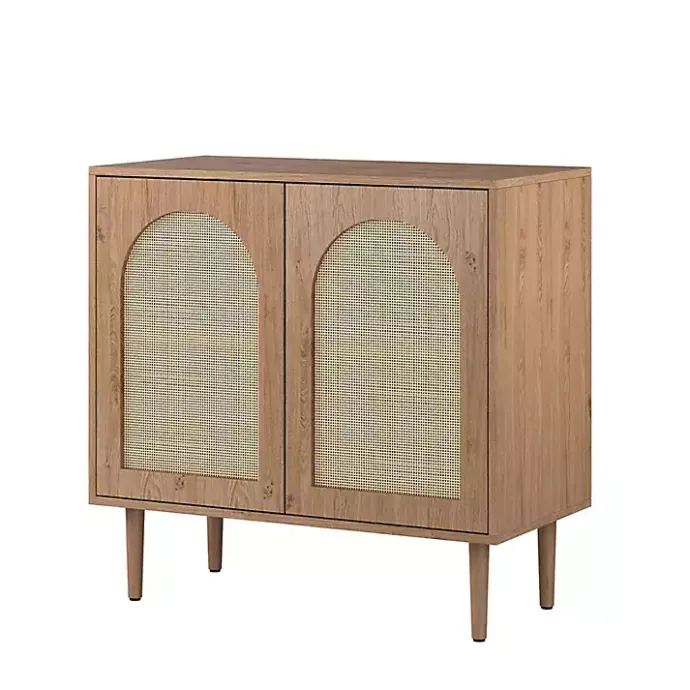Hot Kirklands Home Oak Wood and Arched Rat 2-Door Cabinet Tan