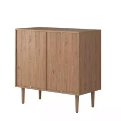 Hot Kirklands Home Oak Wood and Arched Rat 2-Door Cabinet Tan