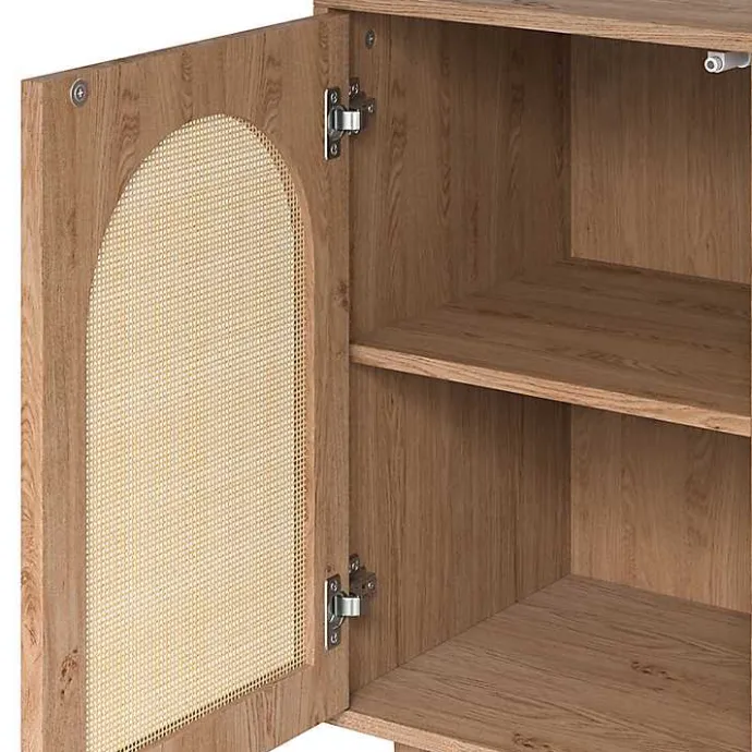 Hot Kirklands Home Oak Wood and Arched Rat 2-Door Cabinet Tan