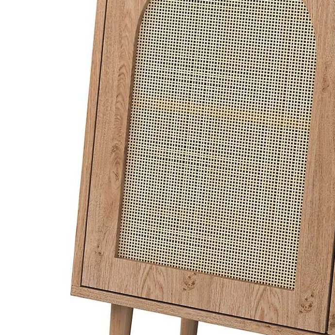 Hot Kirklands Home Oak Wood and Arched Rat 2-Door Cabinet Tan