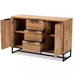 Discount Kirklands Home Oak Wood and Metal Sideboard Buffet