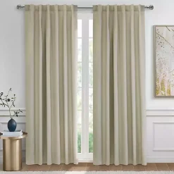 Clearance Kirklands Home Oatmeal Baxter Blackout Curtain Panel, 84 in. Tan