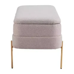 Outlet Kirklands Home Oatmeal Shearling Upholstered Storage Bench Tan