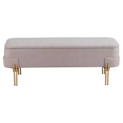 Outlet Kirklands Home Oatmeal Shearling Upholstered Storage Bench Tan