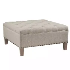 Outlet Kirklands Home Oatmeal Tufted Square Ottoman Tan