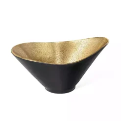 Kirklands Home Oblong Black and Gold Bowl, 11 in
