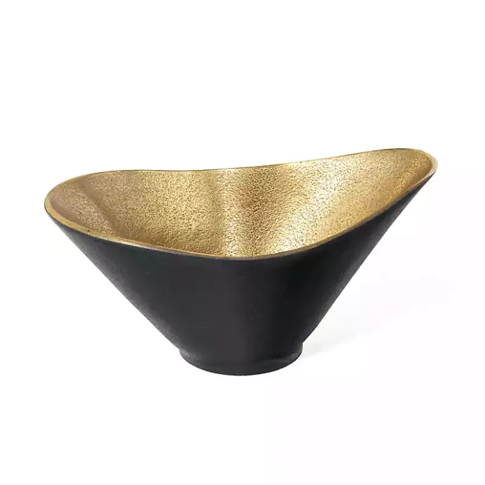 Kirklands Home Oblong Black and Gold Bowl, 11 in