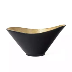 Kirklands Home Oblong Black and Gold Bowl, 11 in