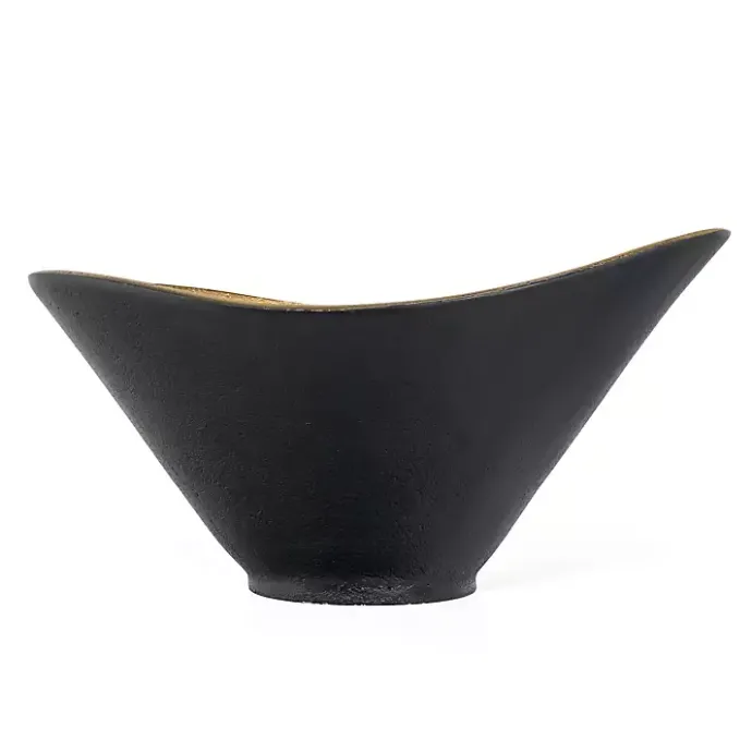 Kirklands Home Oblong Black and Gold Bowl, 11 in