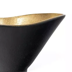Kirklands Home Oblong Black and Gold Bowl, 11 in