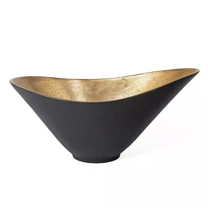 Best Kirklands Home Oblong Black and Gold Bowl, 15 in
