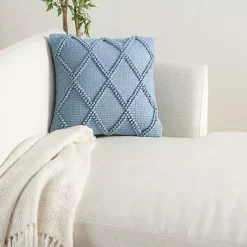 Discount Kirklands Home Ocean Diamond Lattice Throw Pillow Blue