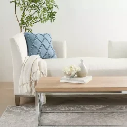 Discount Kirklands Home Ocean Diamond Lattice Throw Pillow Blue