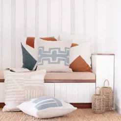 Clearance Kirklands Home Ocean Blue Geometric Stripe Pillow