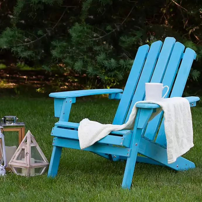 Clearance Kirklands Home Ocean Outdoor Folding Adirondack Chair Blue