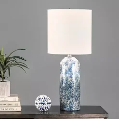 Best Kirklands Home Ocean Blues Mottled Pillar Table Lamp White