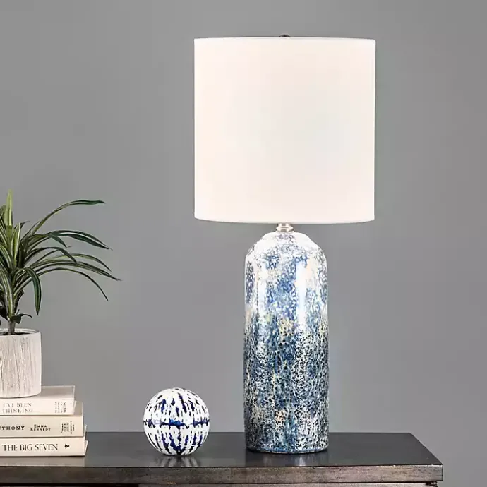 Best Kirklands Home Ocean Blues Mottled Pillar Table Lamp White