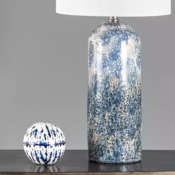 Best Kirklands Home Ocean Blues Mottled Pillar Table Lamp White
