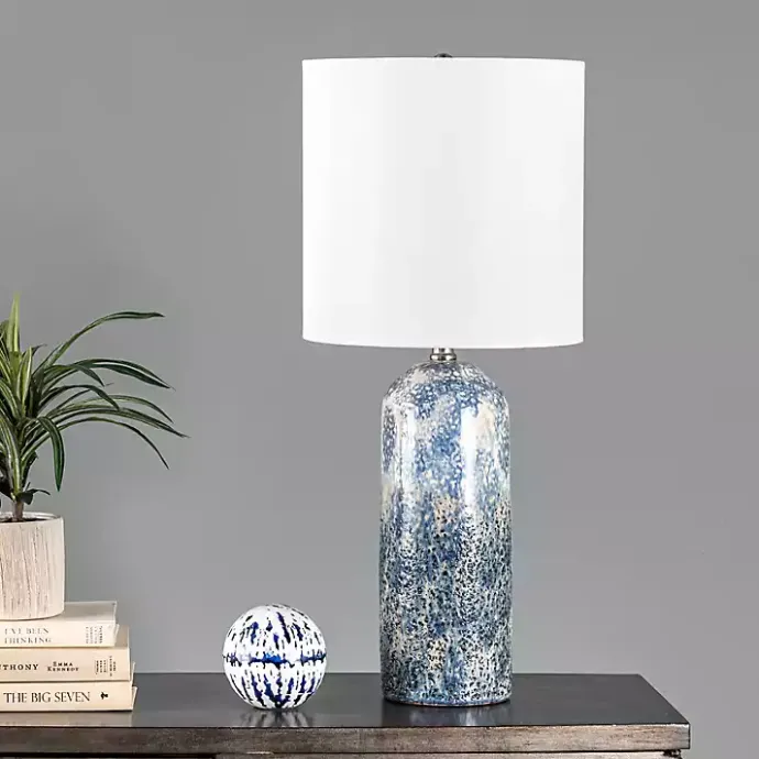 Best Kirklands Home Ocean Blues Mottled Pillar Table Lamp White