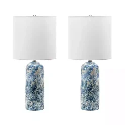 Best Kirklands Home Ocean Blues Mottled Pillar Table Lamp White