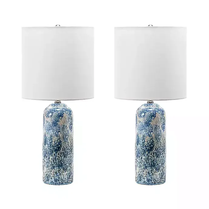 Best Kirklands Home Ocean Blues Mottled Pillar Table Lamp White