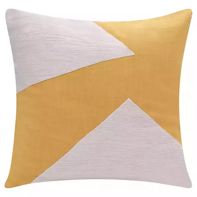 Sale Kirklands Home Ochre & Ivory Geometric Colorblock Throw Pillow Yellow