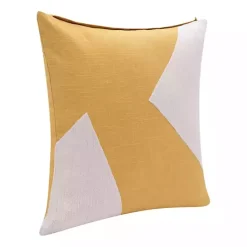 Sale Kirklands Home Ochre & Ivory Geometric Colorblock Throw Pillow Yellow