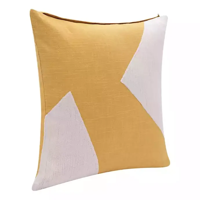 Sale Kirklands Home Ochre & Ivory Geometric Colorblock Throw Pillow Yellow