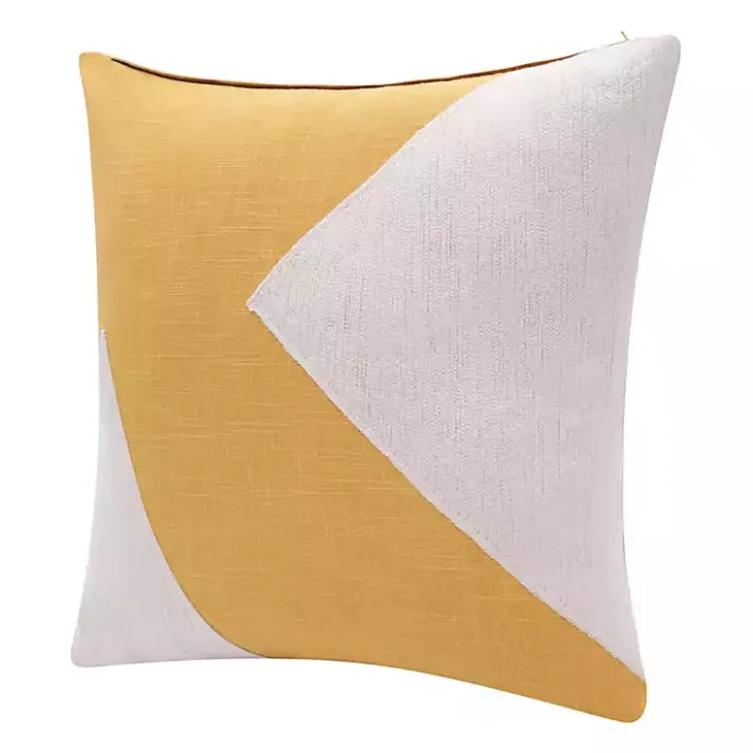 Sale Kirklands Home Ochre & Ivory Geometric Colorblock Throw Pillow Yellow