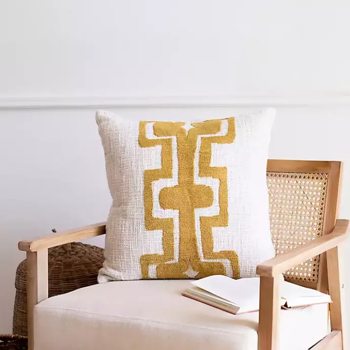 Clearance Kirklands Home Ochre Geometric Stripe Pillow