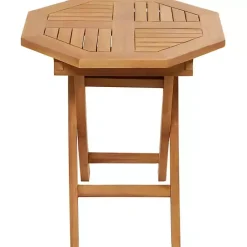 Outlet Kirklands Home Octagonal Wood Slatted Outdoor Accent Table Brown