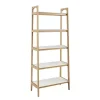 Online Kirklands Home Off White Wood Shelves with Natural Frame Bookcase