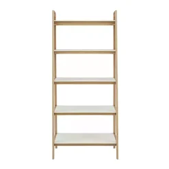 Online Kirklands Home Off White Wood Shelves with Natural Frame Bookcase
