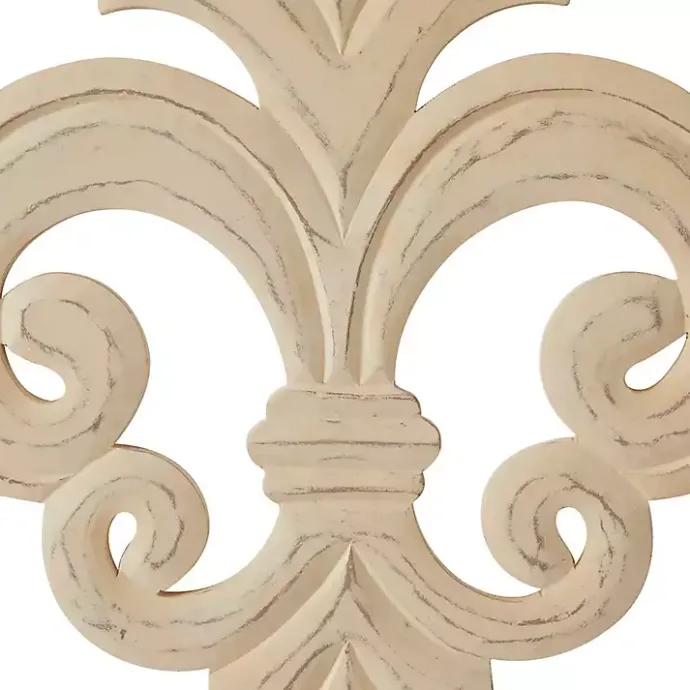 New Kirklands Home Off-White Distressed Fleur De Lis Wall Decoration Ivory