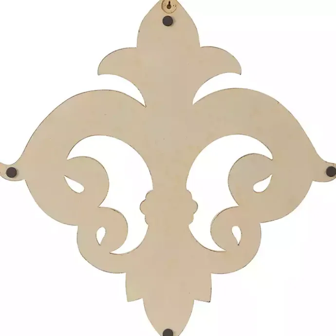 New Kirklands Home Off-White Distressed Fleur De Lis Wall Decoration Ivory