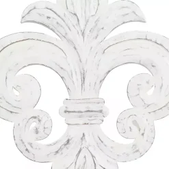 New Kirklands Home Off-White Distressed Fleur De Lis Wall Decoration Ivory