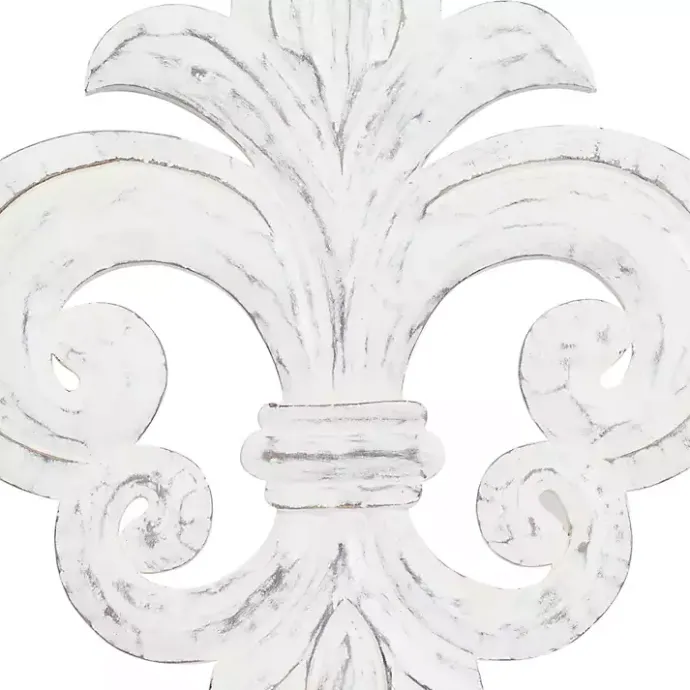 New Kirklands Home Off-White Distressed Fleur De Lis Wall Decoration Ivory