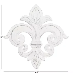 New Kirklands Home Off-White Distressed Fleur De Lis Wall Decoration Ivory