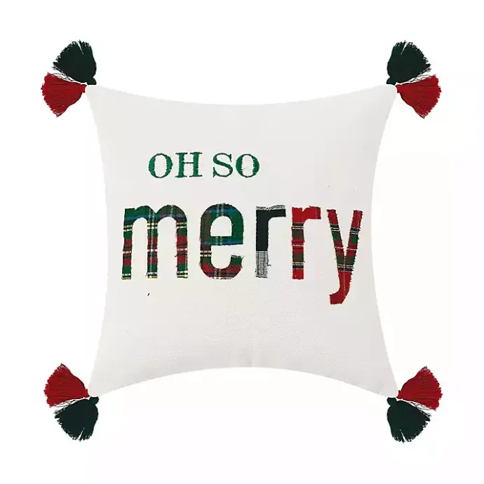 Hot Kirklands Home Oh So Merry Tassel Christmas Throw Pillow