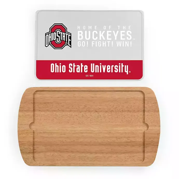 Online Kirklands Home Ohio State Buckeyes Wood and Glass Serving Board