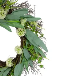 Best Kirklands Home Olive Branch and Flower Buds Spiral Wreath Green