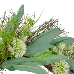 Best Kirklands Home Olive Branch and Flower Buds Spiral Wreath Green